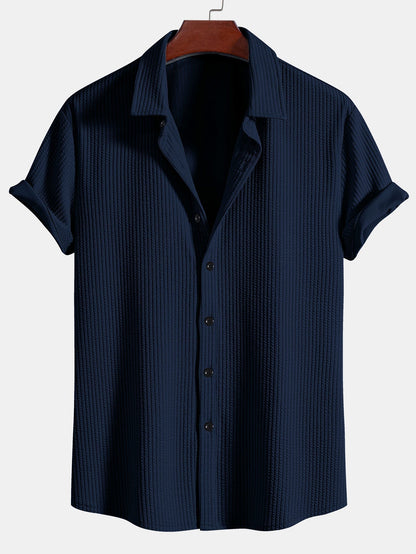 Muscle Fit Ribbed Button Up Shirt & Straight Leg Ribbed Pants