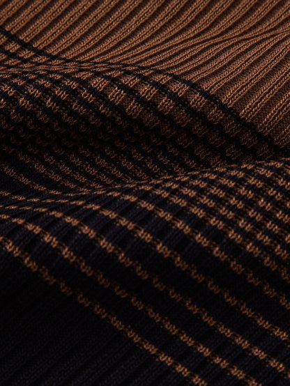 Striped Gradient Knitted Polo Shirt & Slim Fit Tapered Trousers