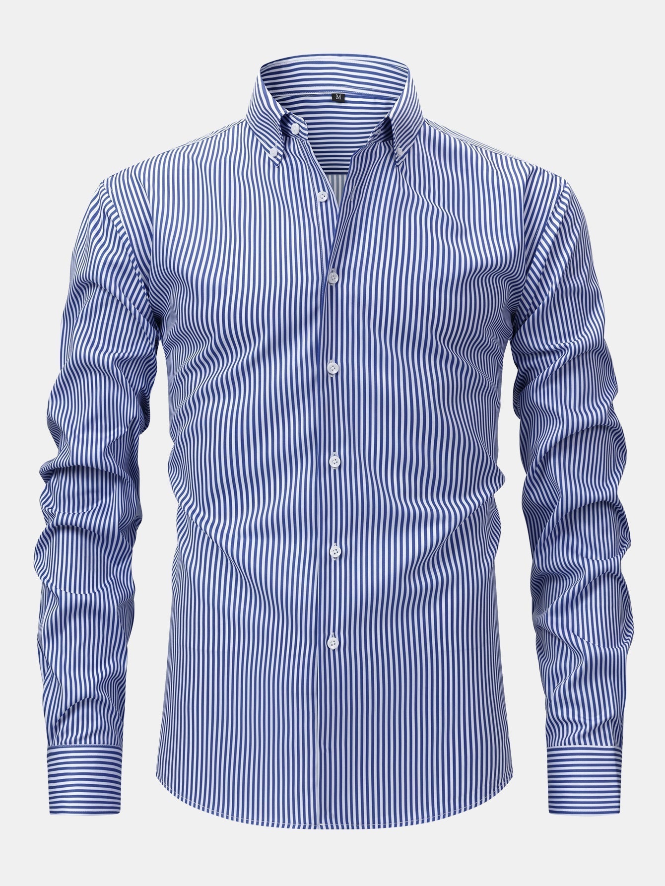 Long Sleeve Stripe Button Up Shirt & Slim Fit Tapered Trousers