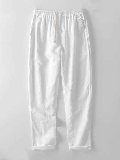 Crochet  V Neck Polo Shirt & Straight Leg Linen Pants