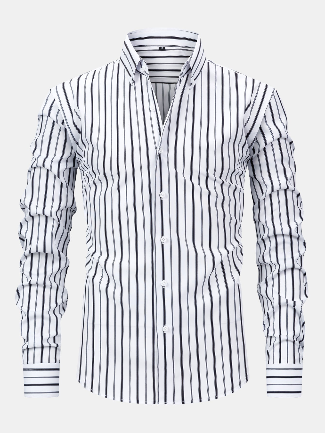 Long Sleeve Stripe Button Up Shirt & Slim Fit Tapered Trousers