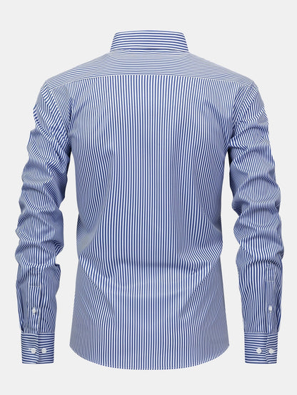Long Sleeve Stripe Button Up Shirt & Slim Fit Tapered Trousers