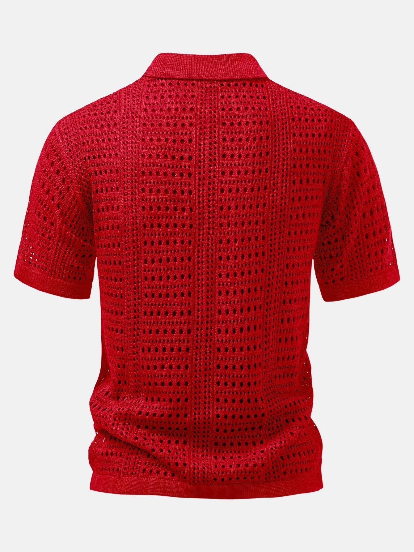 Crochet  V Neck Polo Shirt & Straight Leg Linen Pants