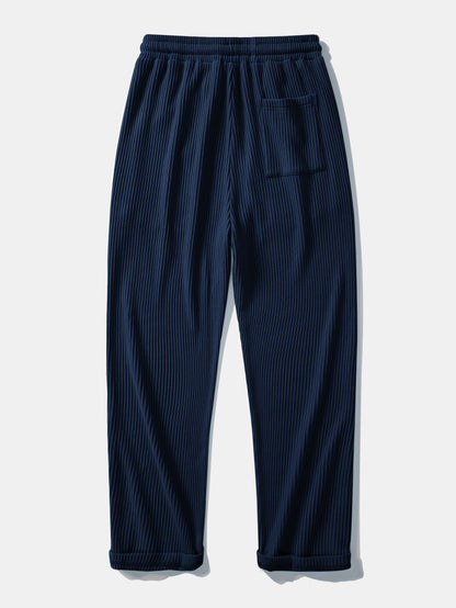 Long Sleeve Waffle Mock Neck T-Shirt & Drawstring Knitted Waffle Pants