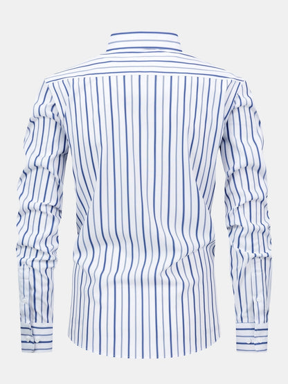 Long Sleeve Stripe Button Up Shirt & Slim Fit Tapered Trousers
