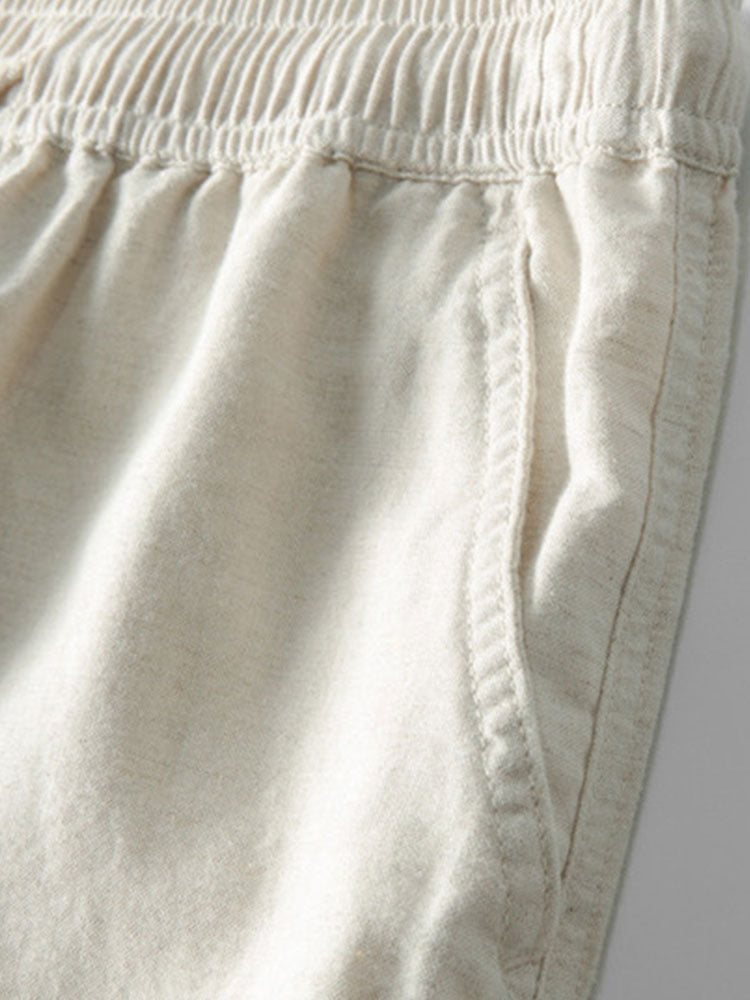 Crochet  V Neck Polo Shirt & Straight Leg Linen Pants