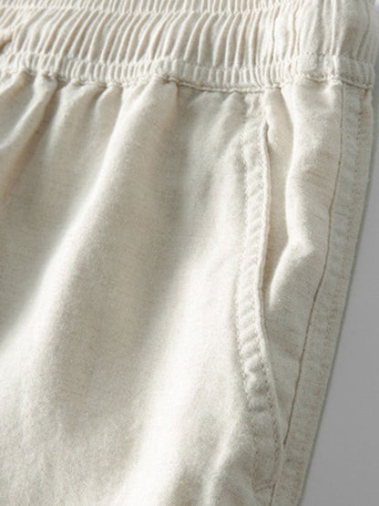 Crochet  V Neck Polo Shirt & Straight Leg Linen Pants